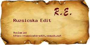 Ruzsicska Edit névjegykártya